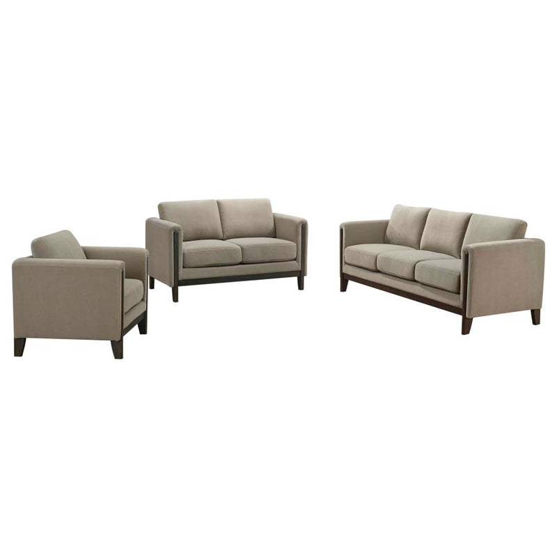 Islington 3-piece Upholstered Panel Arm Sofa Set Taupe-zoom-