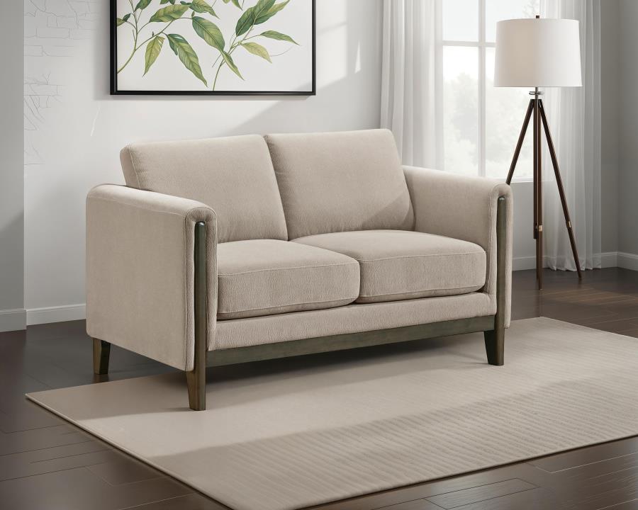 Islington Fabric Upholstered Panel Arm Loveseat Taupe-zoom-2