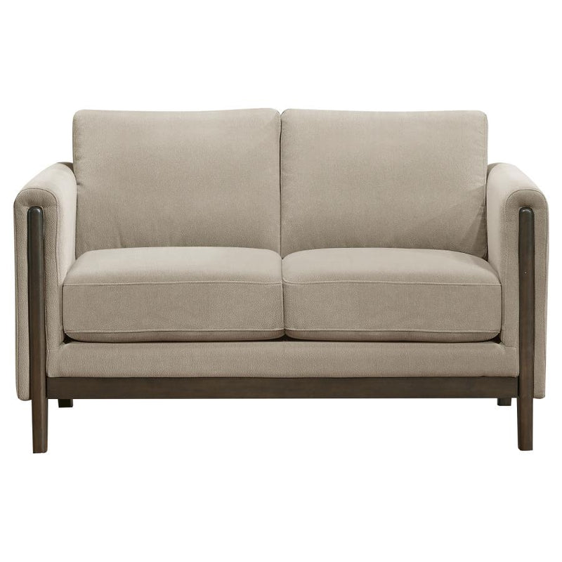 Islington Fabric Upholstered Panel Arm Loveseat Taupe-zoom-