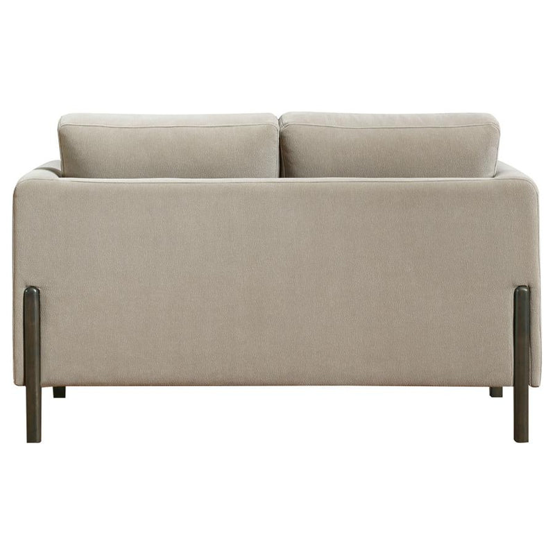 Islington Fabric Upholstered Panel Arm Loveseat Taupe-zoom-