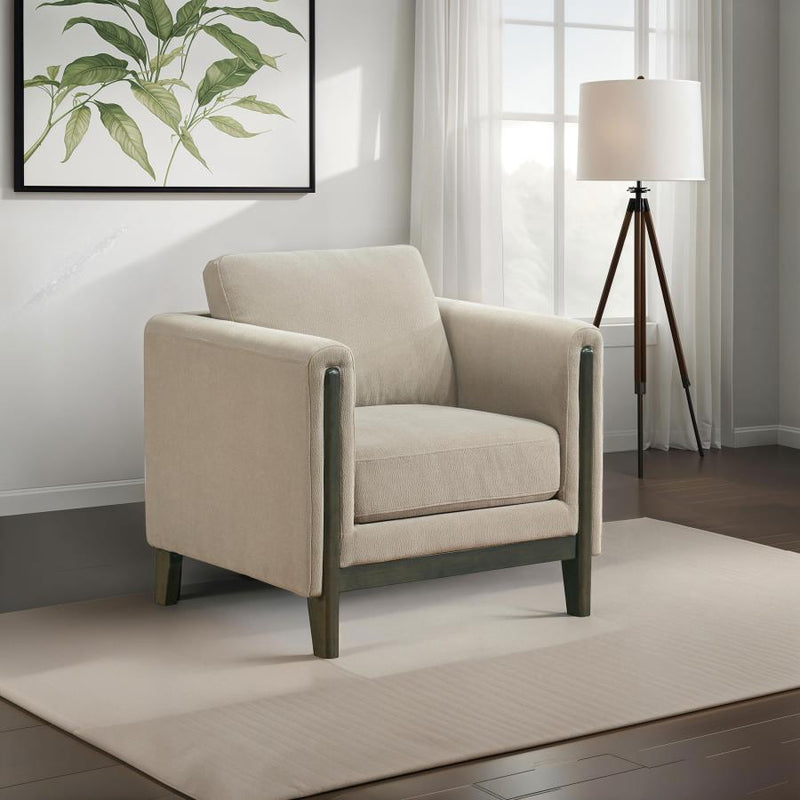 Islington Fabric Upholstered Panel Arm Accent Chair Taupe-zoom-