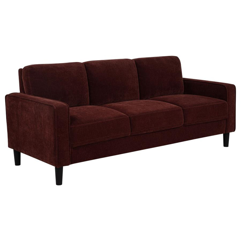 Ruth 2-piece Fabric Upholstered Track Arm Sofa Rust Red-zoom-