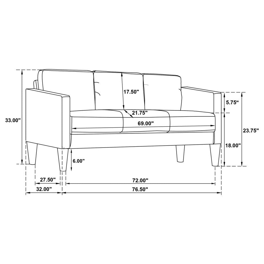 Ruth 2-piece Fabric Upholstered Track Arm Sofa Rust Red-12
