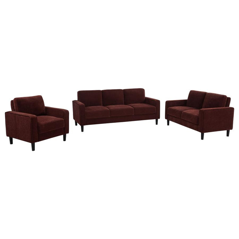 Ruth 3-piece Fabric Upholstered Track Arm Sofa Rust Red-zoom-