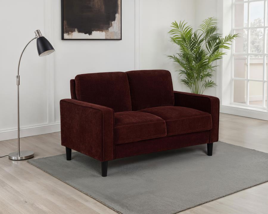 Ruth Fabric Upholstered Track Arm Loveseat Rust Red-zoom-2