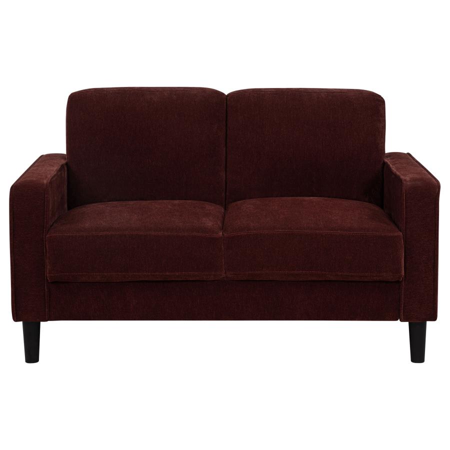Ruth Fabric Upholstered Track Arm Loveseat Rust Red-3