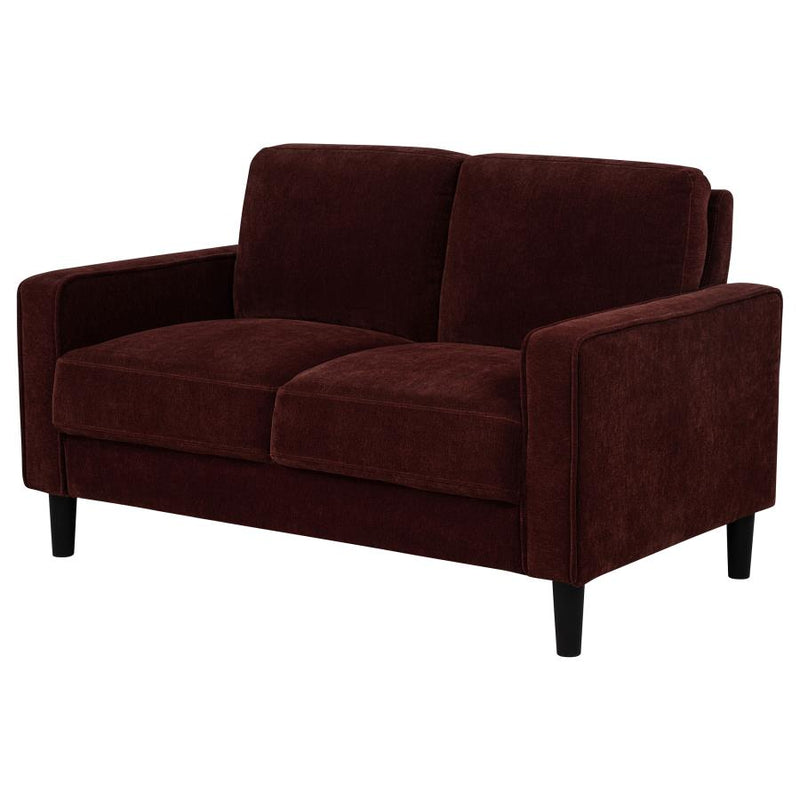 Ruth Fabric Upholstered Track Arm Loveseat Rust Red-zoom-