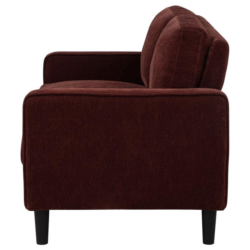 Ruth Fabric Upholstered Track Arm Loveseat Rust Red-zoom-
