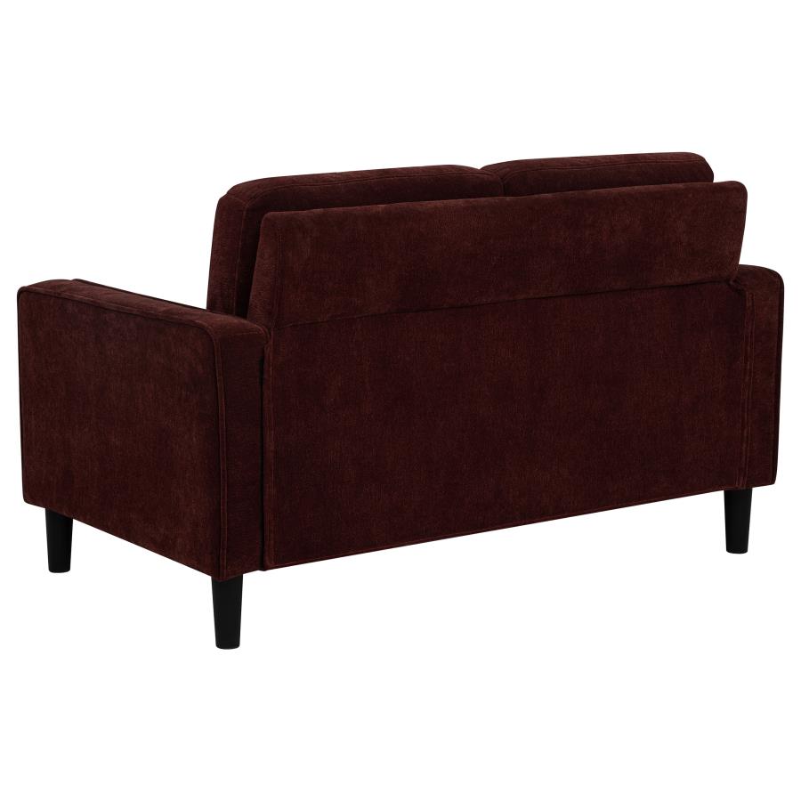 Ruth Fabric Upholstered Track Arm Loveseat Rust Red-6