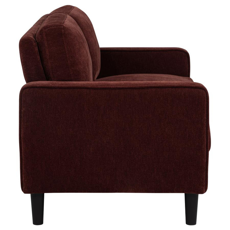 Ruth Fabric Upholstered Track Arm Loveseat Rust Red-zoom-