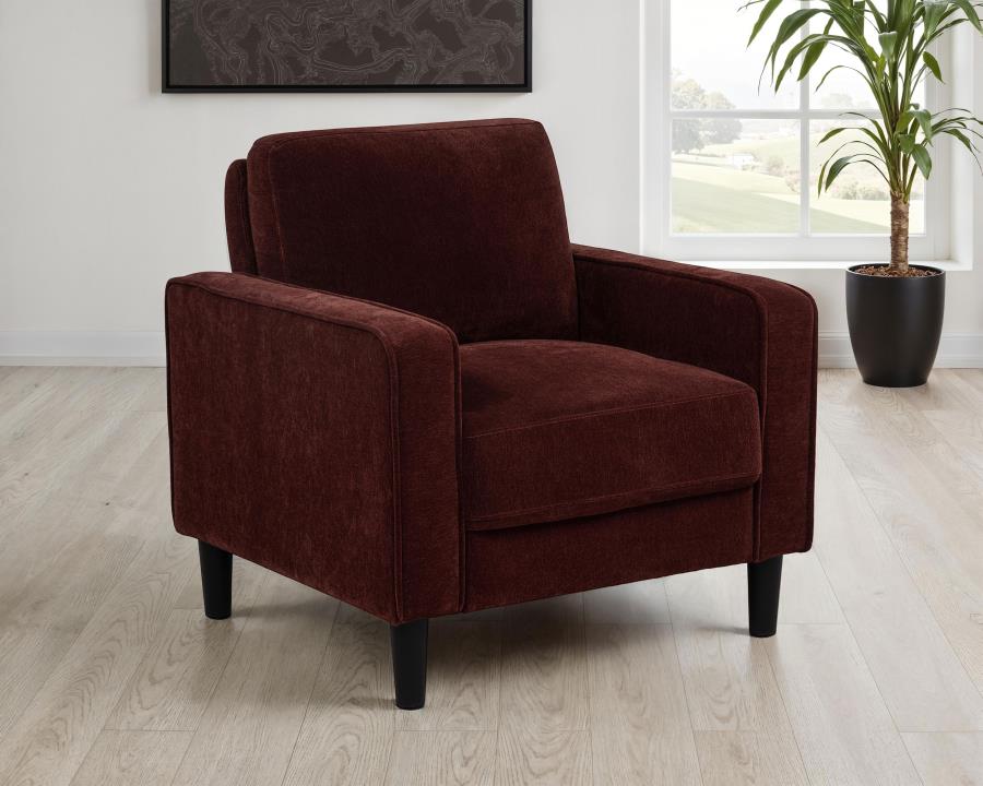 Ruth Fabric Upholstered Track Arm Accent Chair Rust Red-2