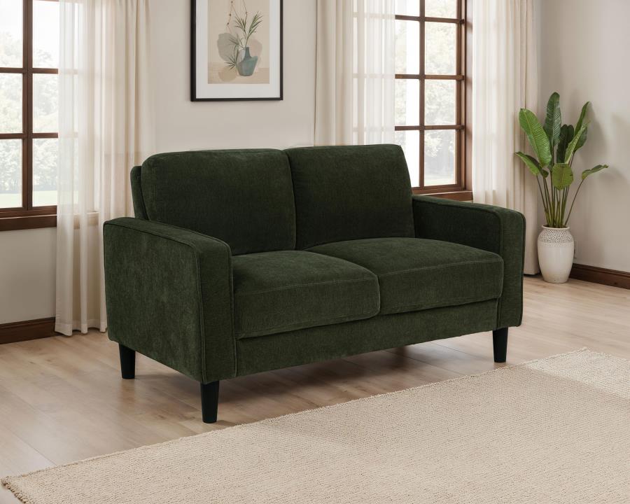 Ruth Fabric Upholstered Track Arm Loveseat Matcha Green-2