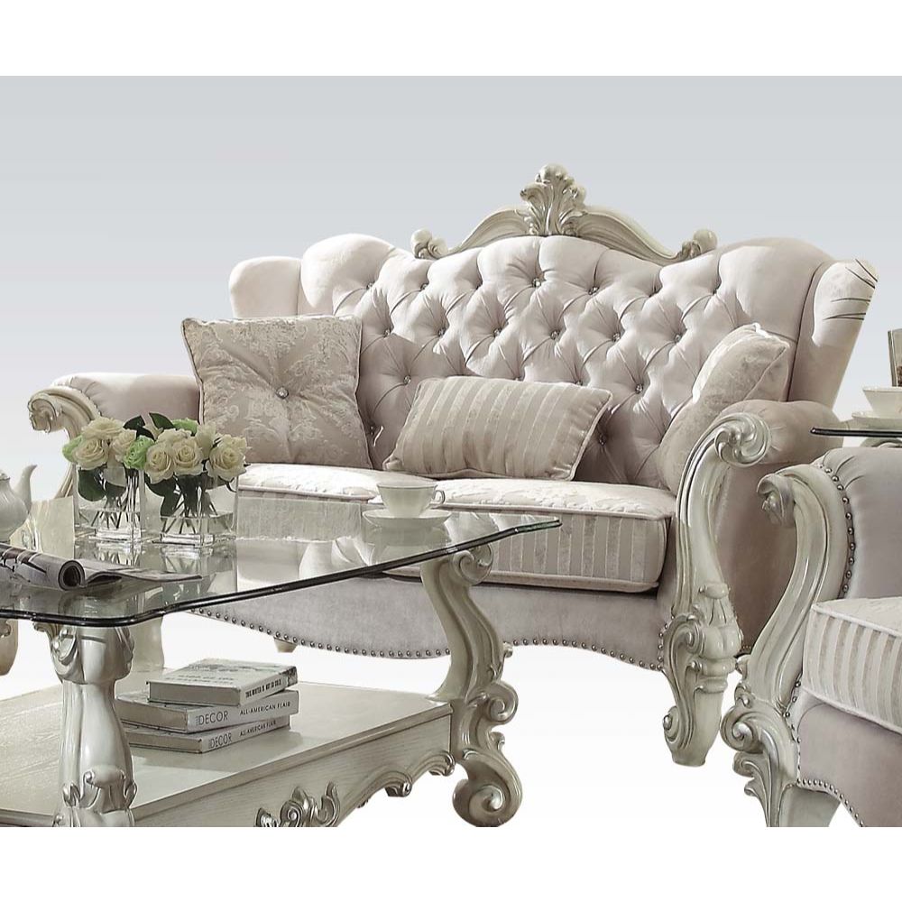 ACME Versailles Loveseat with 3 Pillows – front view – Lusso Furniture Miami