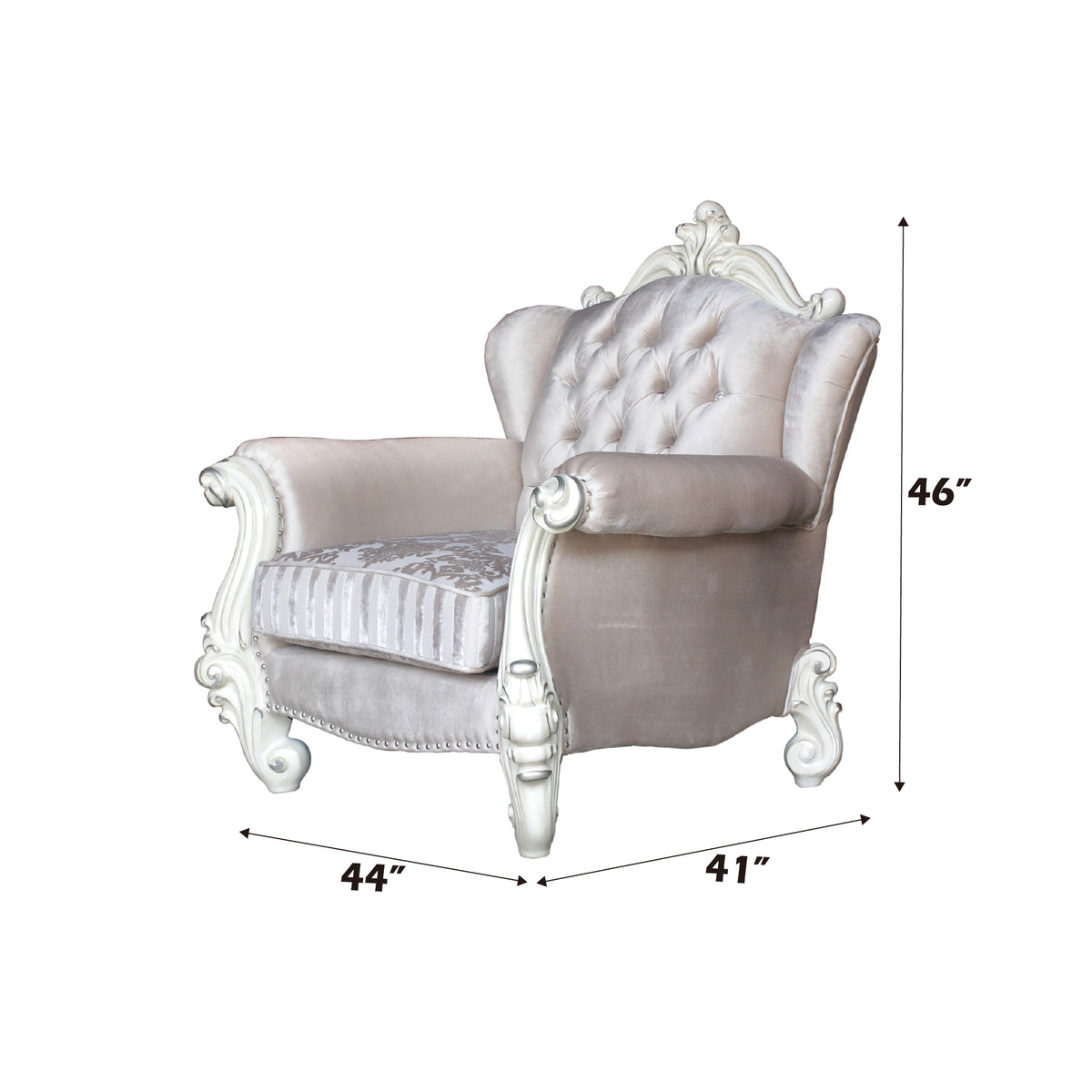ACME Versailles Accent Chair with 2 Pillows – angle view – Lusso Furniture Miami