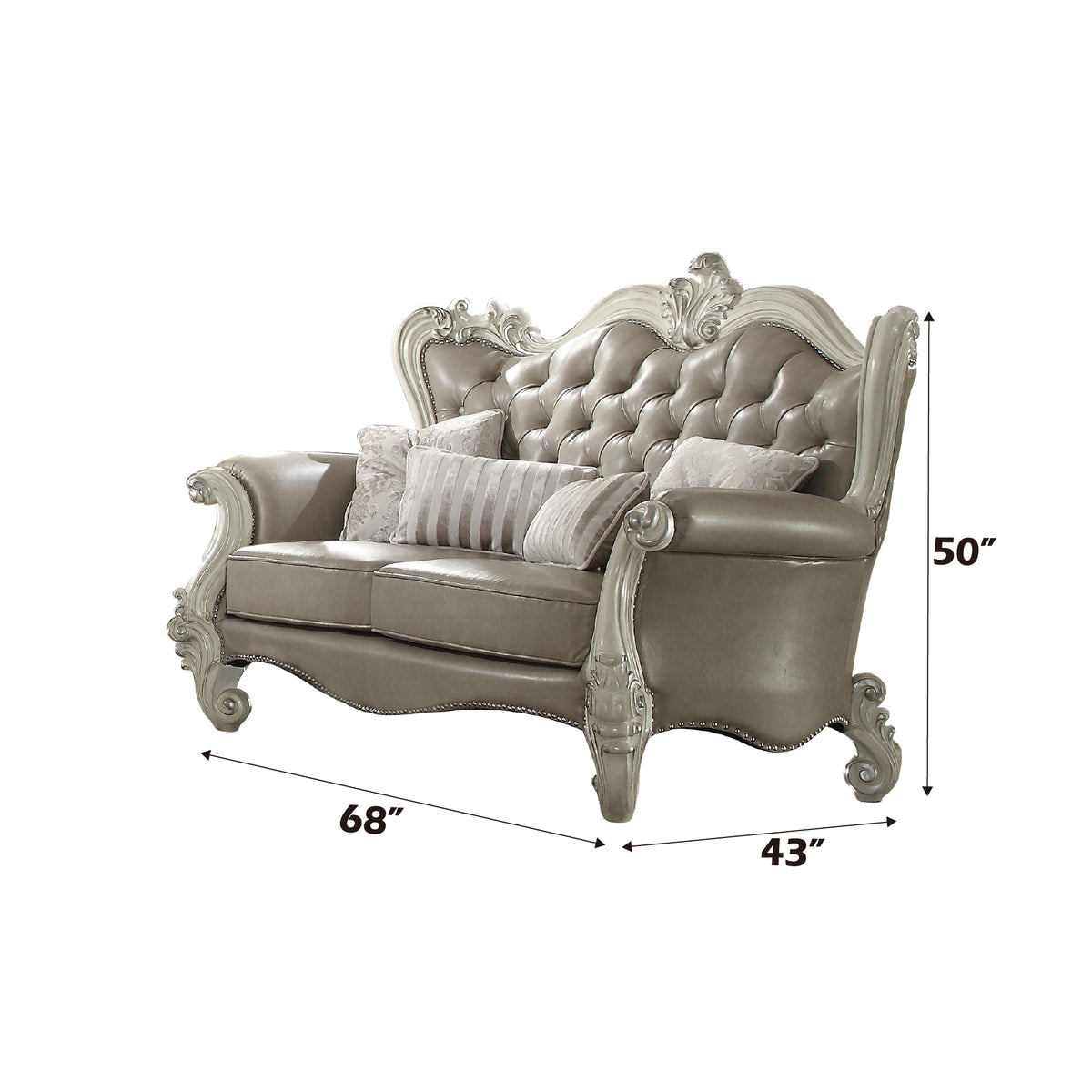 ACME Versailles Tufted Loveseat – side view – Lusso Furniture Miami