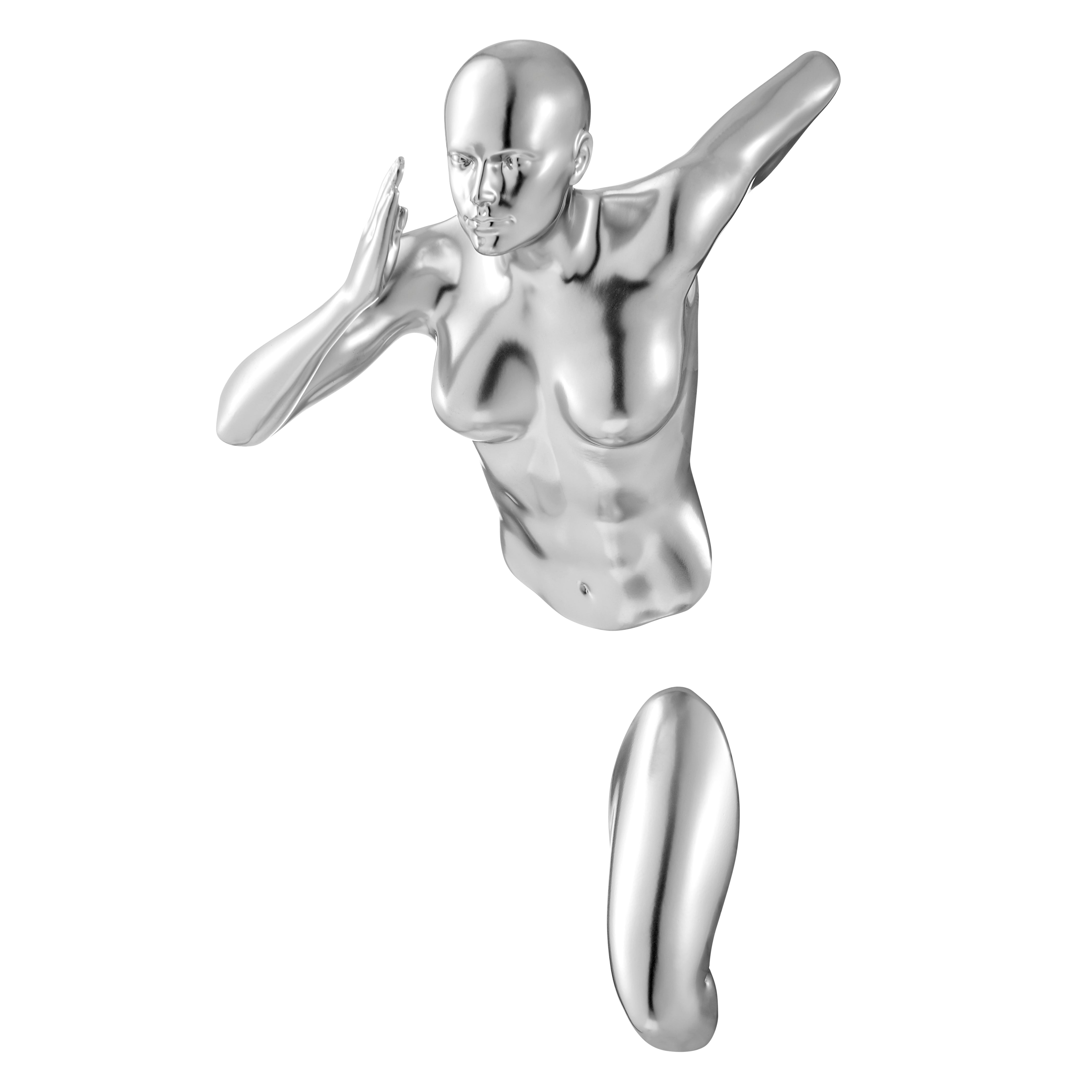 Chrome Wall Runner 13 Woman Sculpture
