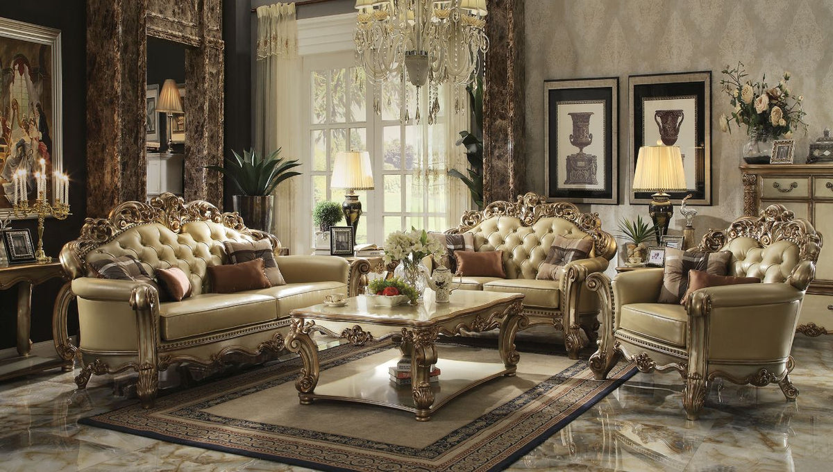 ACME Vendome Sofa with 4 Pillows – front view – Lusso Furniture Miami