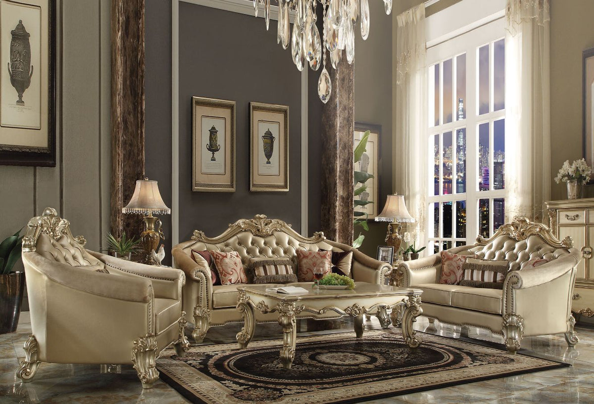 ACME Vendome II Sofa with 5 Pillows – front view – Lusso Furniture Miami