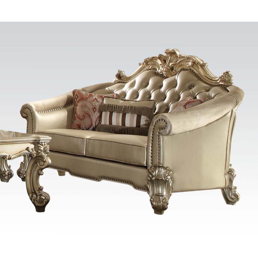 ACME Vendome II Loveseat with 3 Pillows – front view – Lusso Furniture Miami