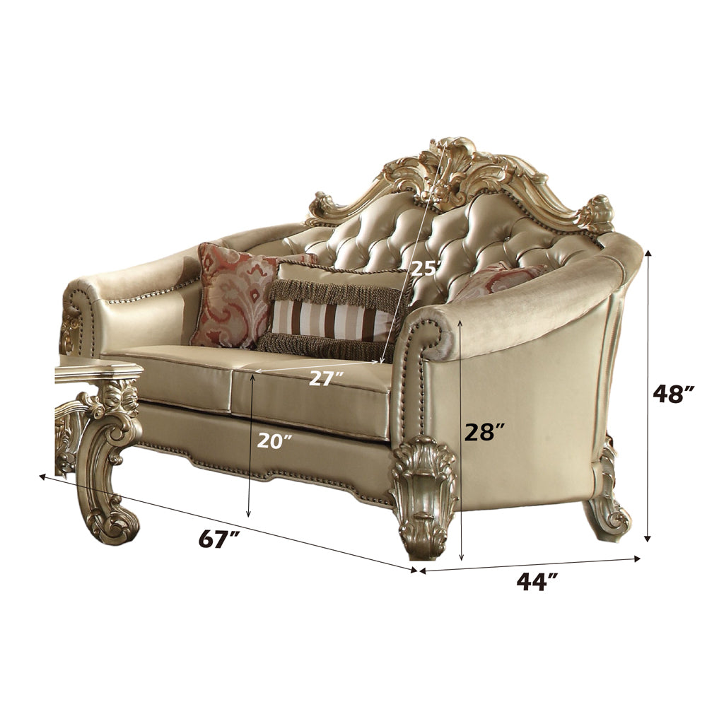 ACME Vendome II Loveseat with 3 Pillows – angle view – Lusso Furniture Miami