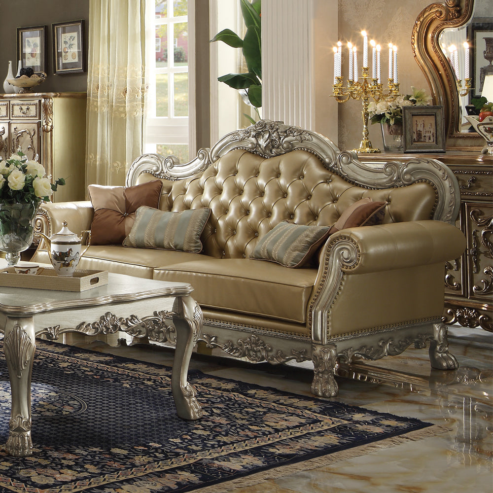 ACME Dresden Sofa with 4 Pillows – side view – Lusso Furniture Miami