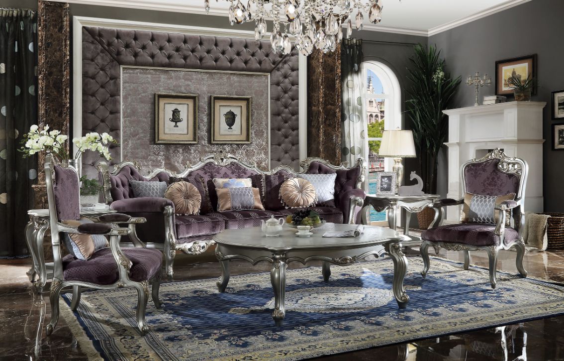 ACME Picardy Sofa with 8 Pillows – front view – Lusso Furniture Miami