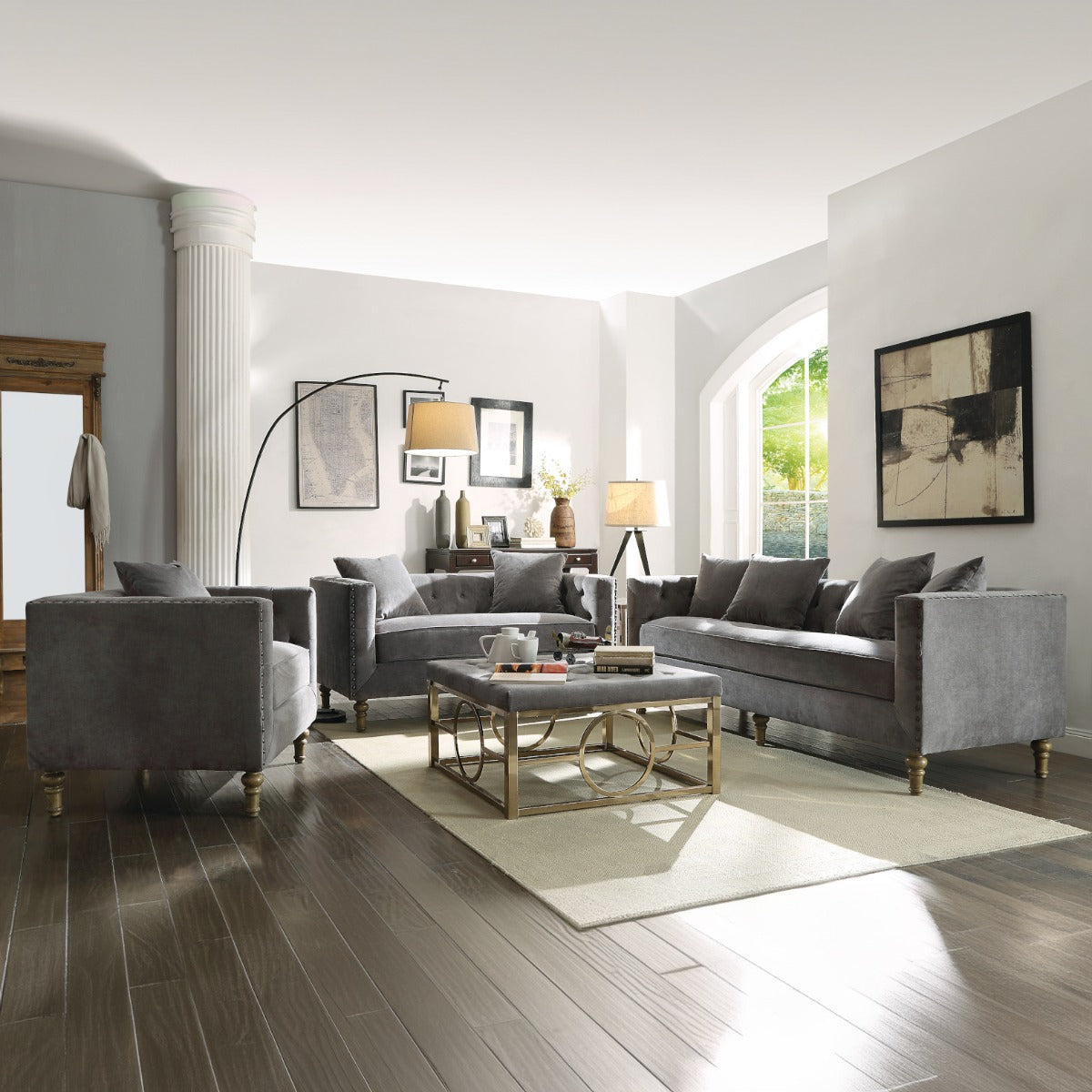 ACME Sidonia Loveseat – angle view – Lusso Furniture Miami