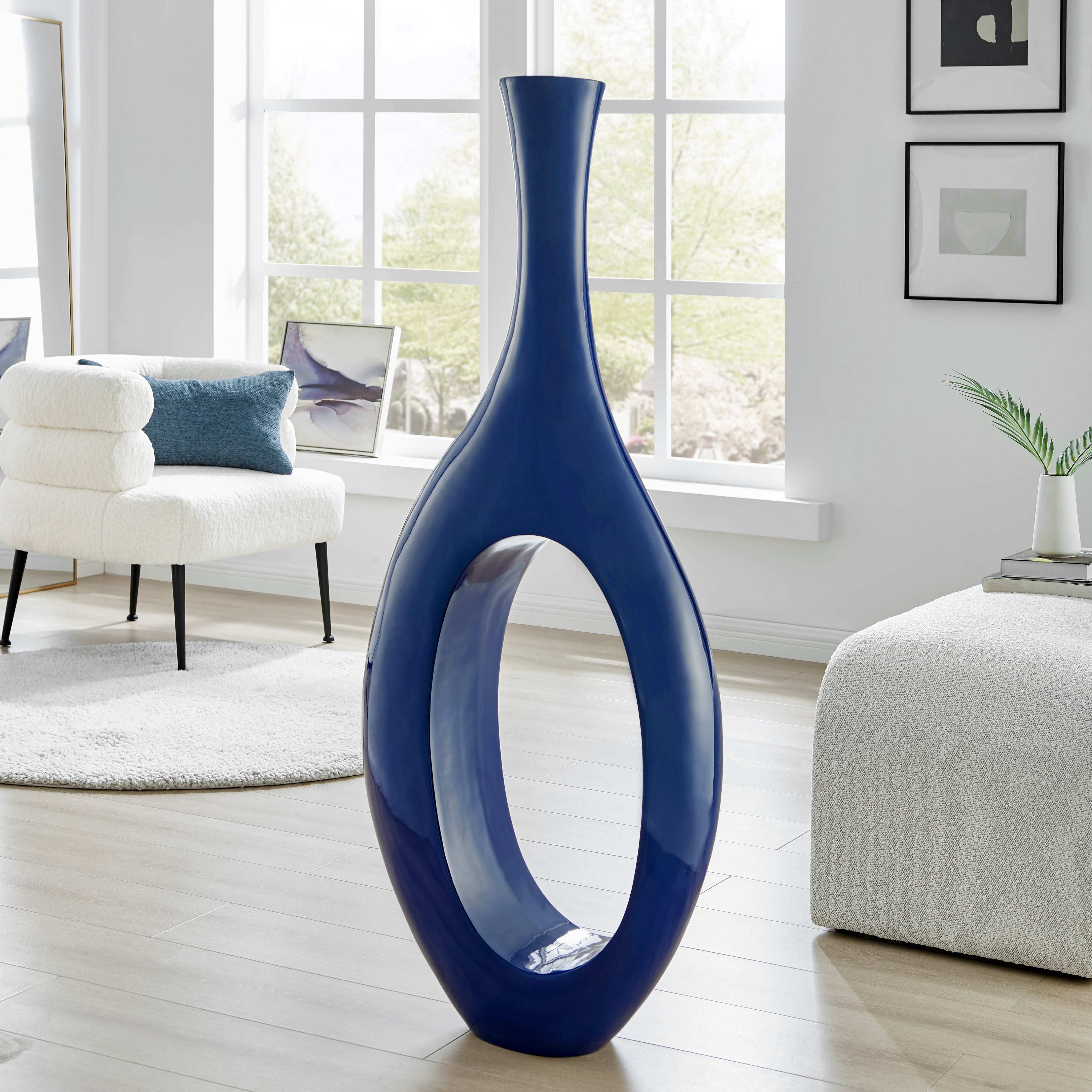 Trombone Vase // Small Navy Blue-zoom-1