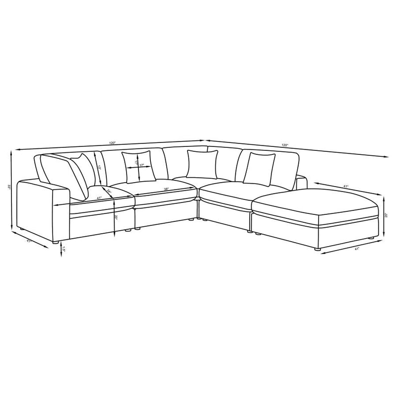 Serene 5-piece Upholstered Modular Sectional Sofa Beige-zoom-