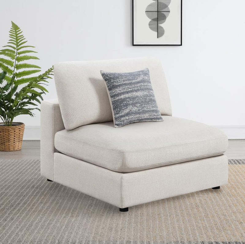 Serene Upholstered Armless Chair Beige-zoom-