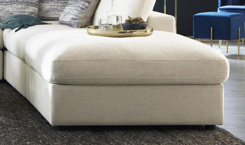 Serene Square Upholstered Ottoman Beige-zoom-