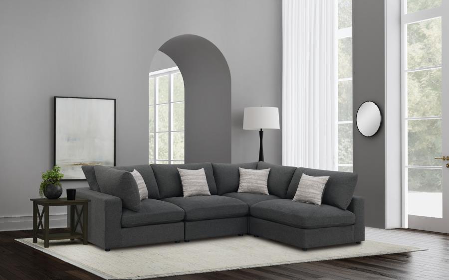 Serene 4-piece Upholstered Modular Sectional Sofa Charcoal-zoom-2