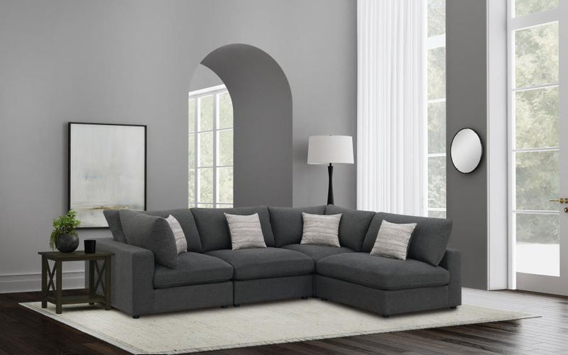 Serene 4-piece Upholstered Modular Sectional Sofa Charcoal-zoom-