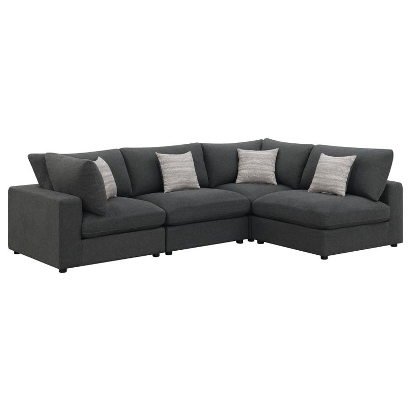 Serene 4-piece Upholstered Modular Sectional Sofa Charcoal-zoom-