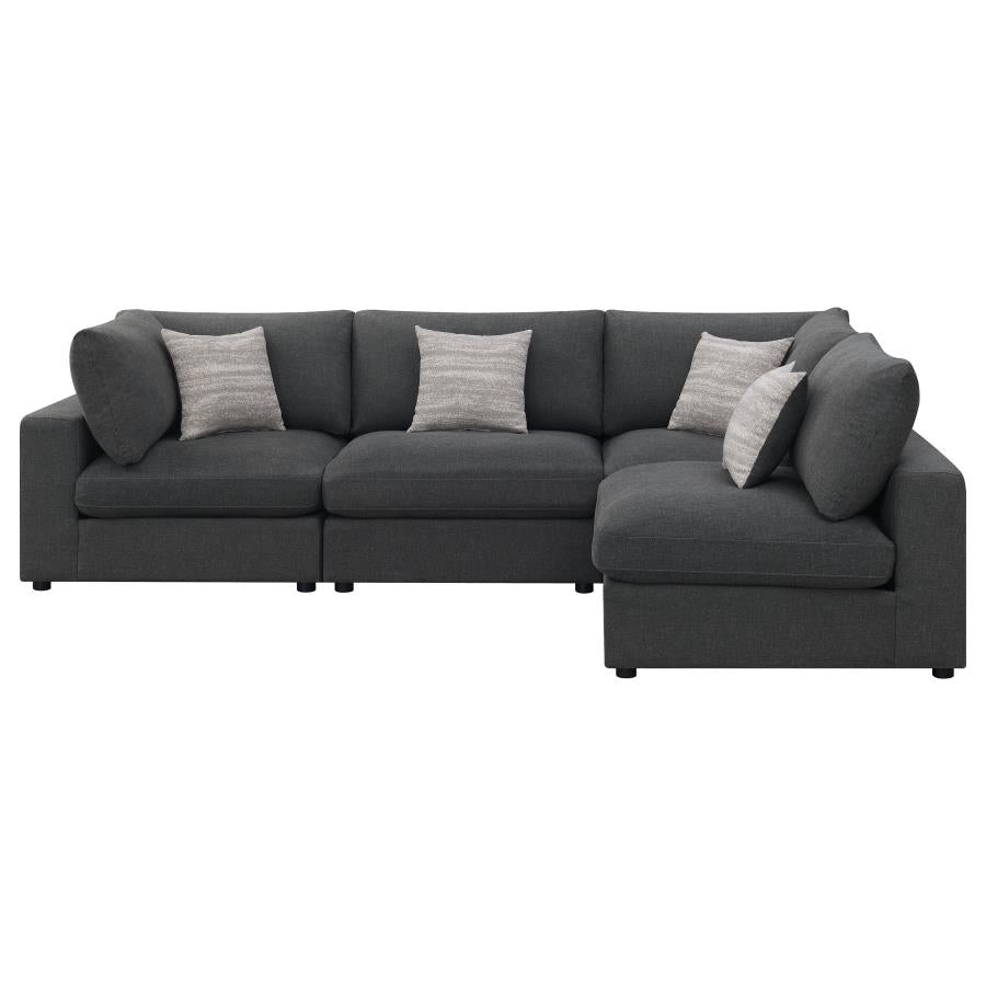 Serene 4-piece Upholstered Modular Sectional Sofa Charcoal-zoom-3