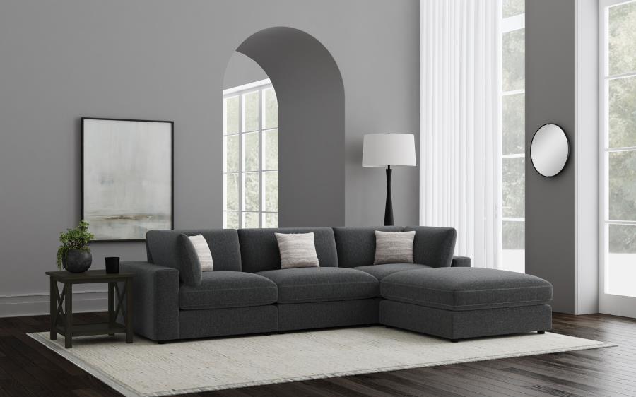 Serene 4-piece Upholstered Modular Sectional Sofa Charcoal-zoom-2