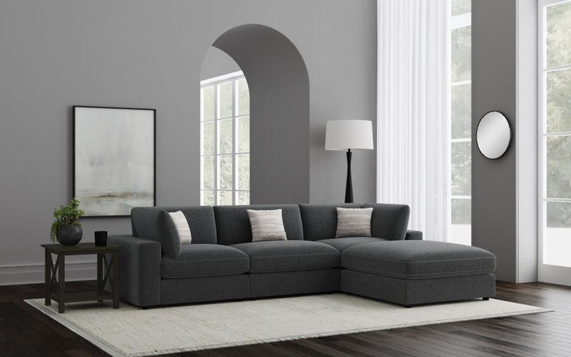Serene 4-piece Upholstered Modular Sectional Sofa Charcoal-zoom-