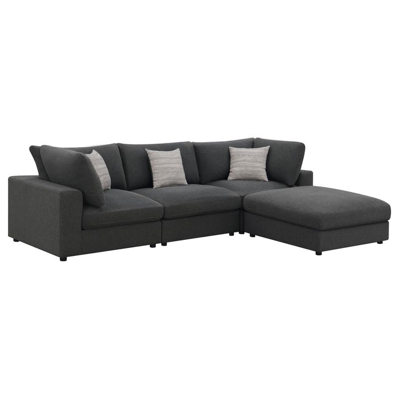 Serene 4-piece Upholstered Modular Sectional Sofa Charcoal-zoom-