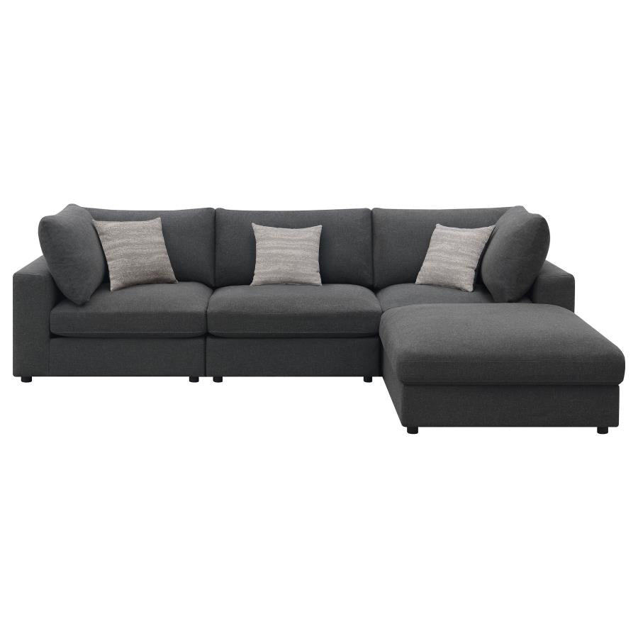 Serene 4-piece Upholstered Modular Sectional Sofa Charcoal-zoom-3