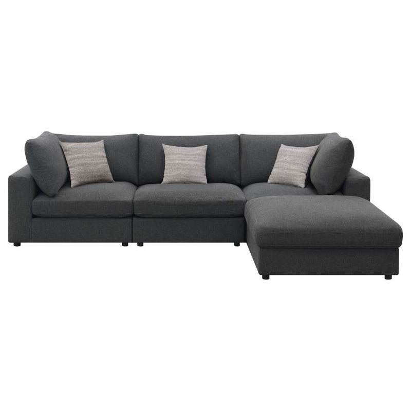Serene 4-piece Upholstered Modular Sectional Sofa Charcoal-zoom-
