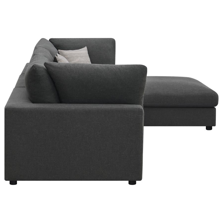 Serene 4-piece Upholstered Modular Sectional Sofa Charcoal-5