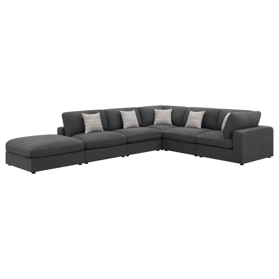 Serene 6-piece Upholstered Modular Sectional Sofa Charcoal-zoom-1