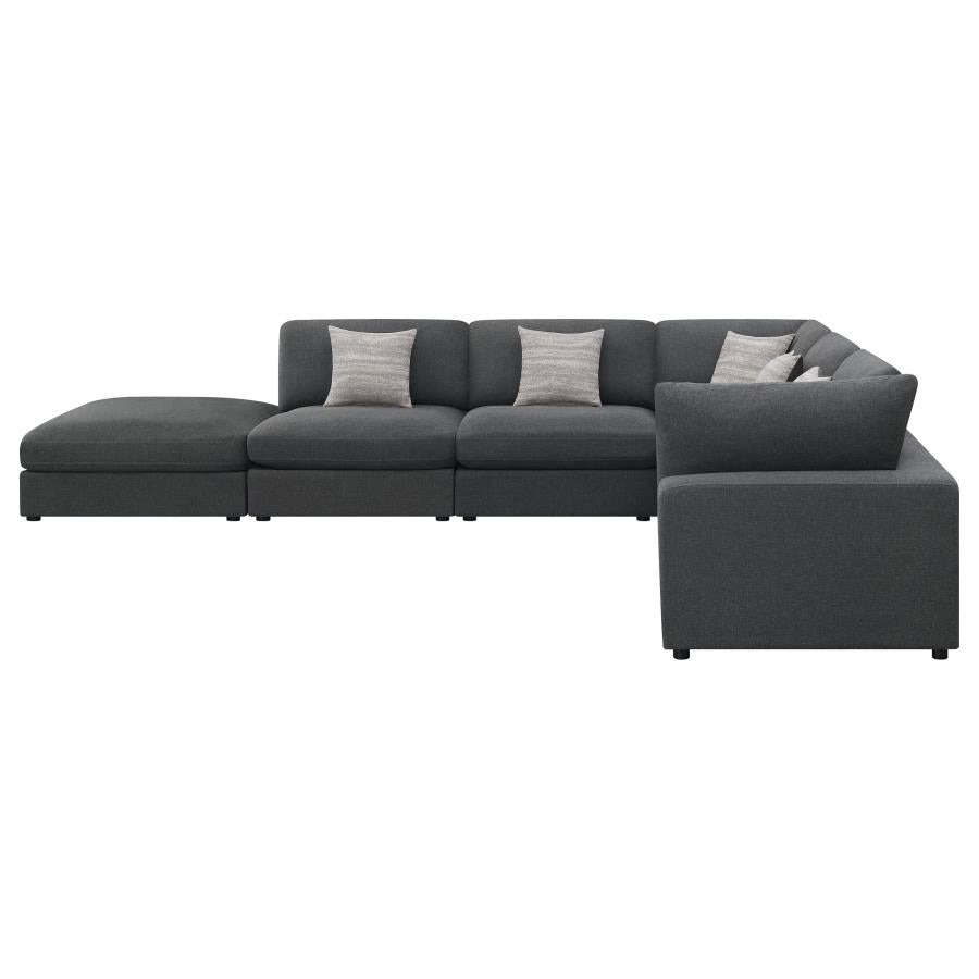 Serene 6-piece Upholstered Modular Sectional Sofa Charcoal-zoom-3