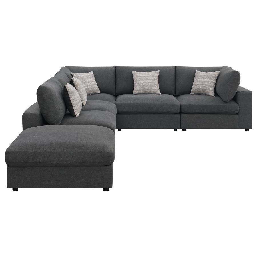 Serene 6-piece Upholstered Modular Sectional Sofa Charcoal-5