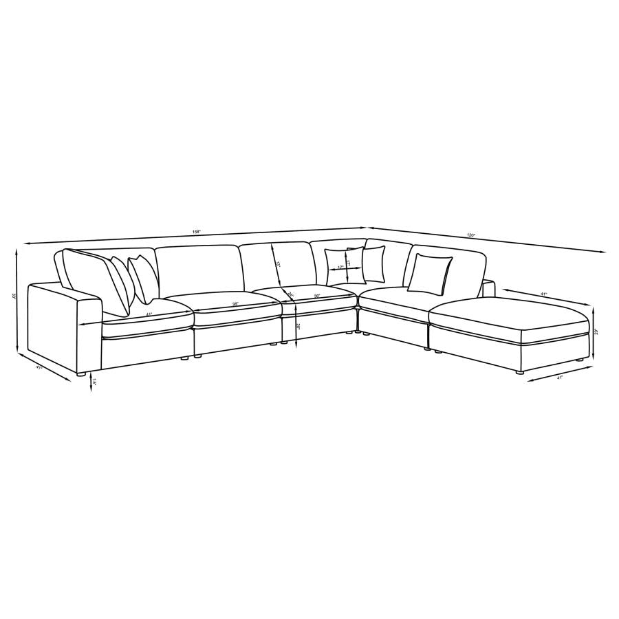 Serene 6-piece Upholstered Modular Sectional Sofa Charcoal-zoom-15