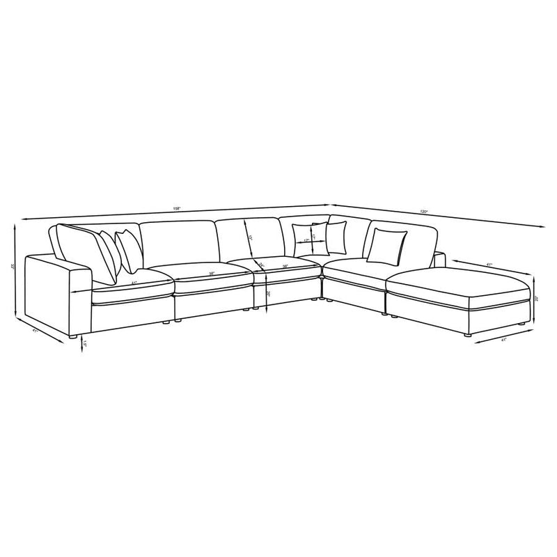 Serene 6-piece Upholstered Modular Sectional Sofa Charcoal-zoom-