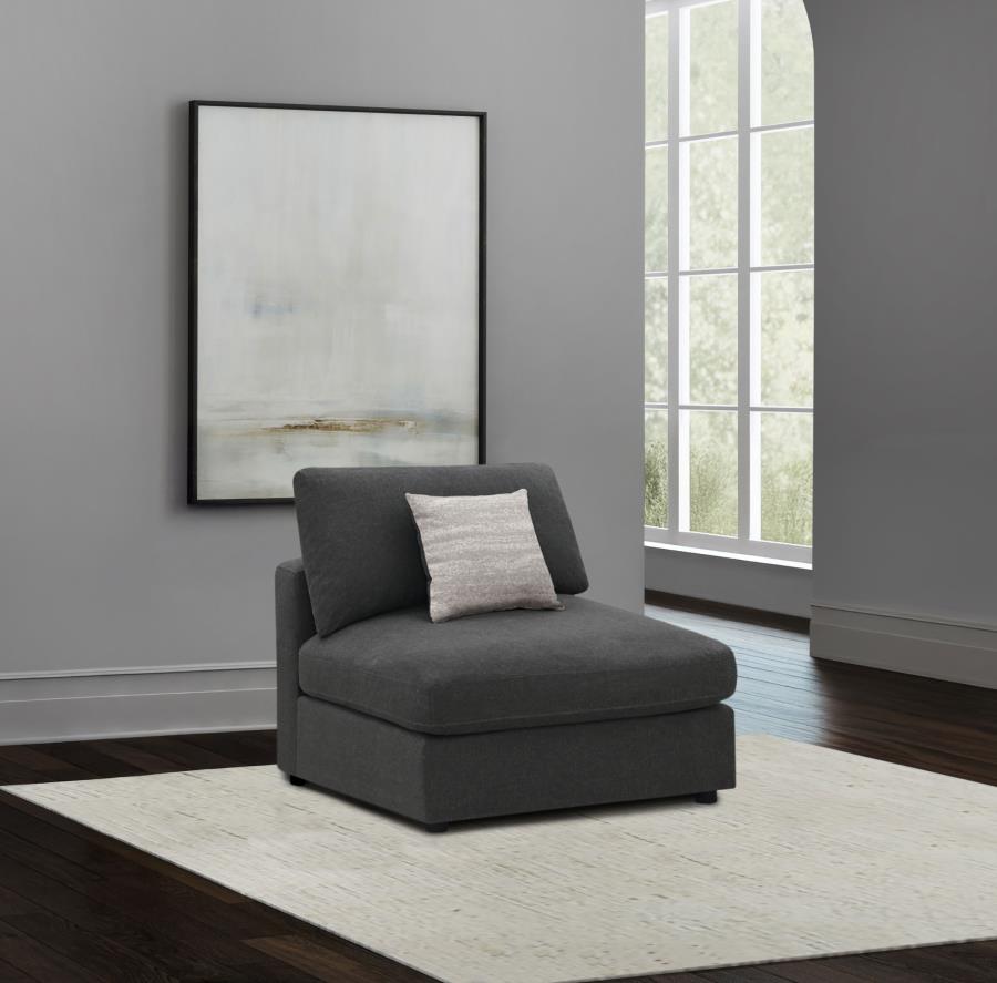 Serene Upholstered Armless Chair Charcoal-zoom-2