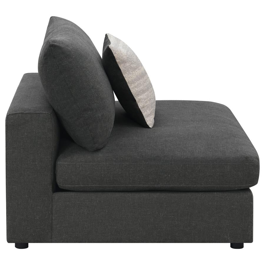 Serene Upholstered Armless Chair Charcoal-8