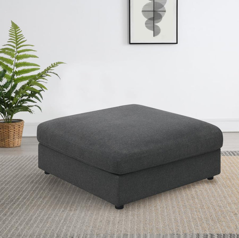 Serene Square Upholstered Ottoman Charcoal-zoom-