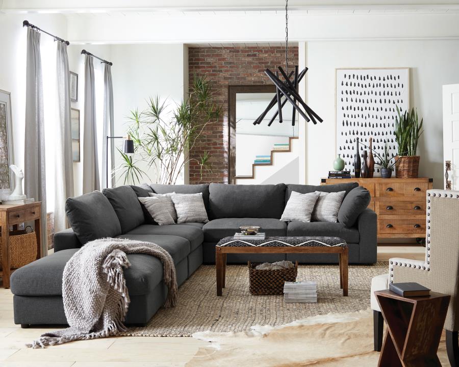 Serene Square Upholstered Ottoman Charcoal-zoom-6